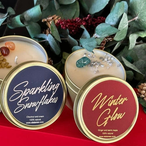 Set de velas aromáticas navideñas Winter Glow y Sparkling Snowflakes de Alaïa