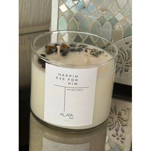 Vela aromática Happiness for Him de Alaïa con cuarzos